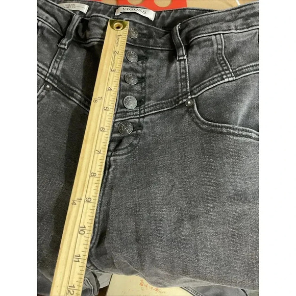 Vigoss Dylan Wide Leg Jeans High Rise Button Fly Women 29 Raw Hem Gothic Grunge - Picture 7 of 9